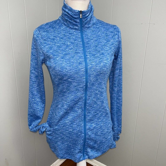 Columbia Sweatshirt Womens Small Blue Full Zip Thumbholes Lightweight Top Ladies - Picture 1 of 13